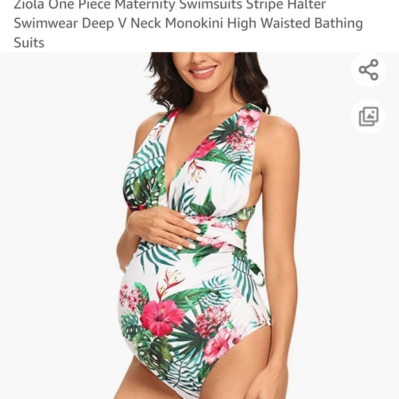 Ziola one piece Maternity Swimsuit Halter Swimwear Deep V neck Monokini - Picture 5 of 7